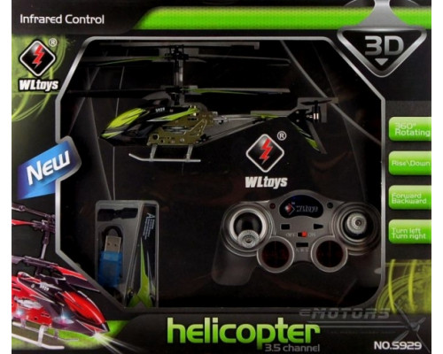 Вертолёт на радиоуправлении 3-к WL Toys S929 с автопилотом (зеленый)