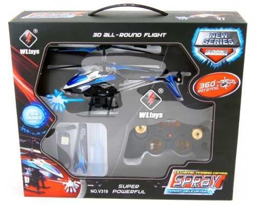Вертолёт на радиоуправлении 3-к WL Toys V319 SPRAY водяная пушка (синий)