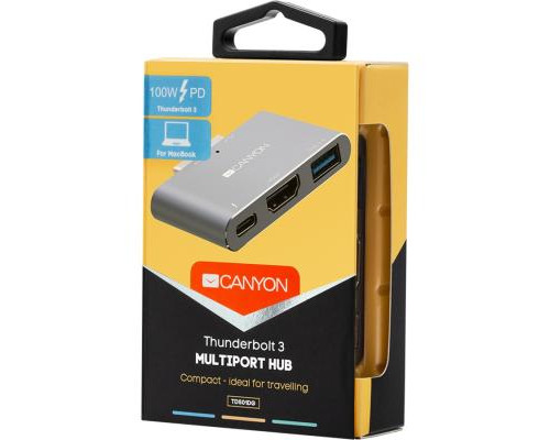 Порт-репликатор CANYON Docking Station with 3 port, Thunderbolt 3, Input 100-240V, (CNS-TDS01DG)