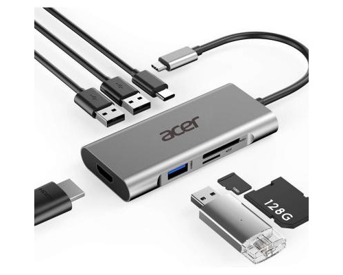 Порт-репликатор Acer 7in1 Type C dongle 1 x HDMI, 3 x USB3.2, 1 x SD/TF, 1 x PD (HP.DSCAB.008)
