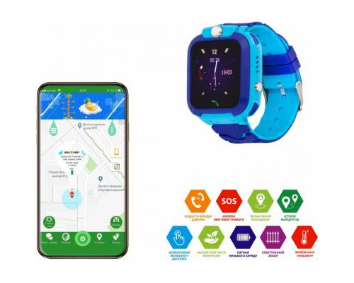 Смарт-часы Discovery D2000 THERMO blue Детские смарт часы-телефон с термометром (dscD200tbl)