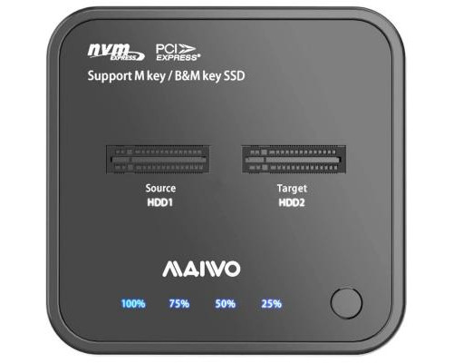 Док-станция Maiwo 2*NVMe M.2 SSD Key M/B+M USB 3.1 Gen2 Type-C (K3016P)