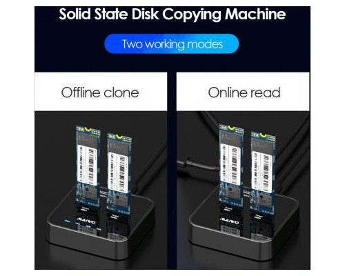 Док-станция Maiwo 2*NVMe M.2 SSD Key M/B+M USB 3.1 Gen2 Type-C (K3016P)