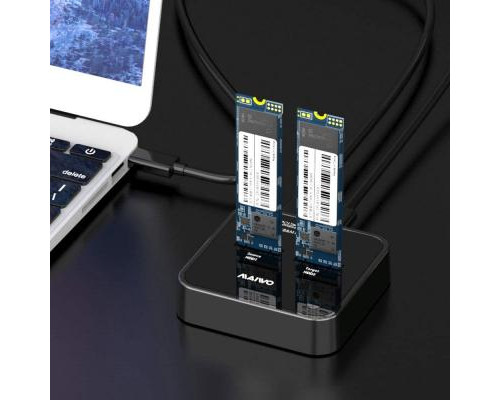 Док-станция Maiwo 2*NVMe M.2 SSD Key M/B+M USB 3.1 Gen2 Type-C (K3016P)