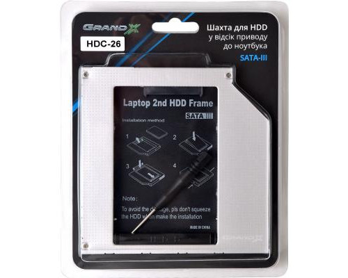 Фрейм-переходник Grand-X HDD 2.5'' to notebook 9.5 mm ODD SATA3 (HDC-26)