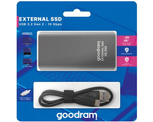 Накопитель SSD USB 3.2 512GB HL100 GOODRAM (SSDPR-HL100-512)